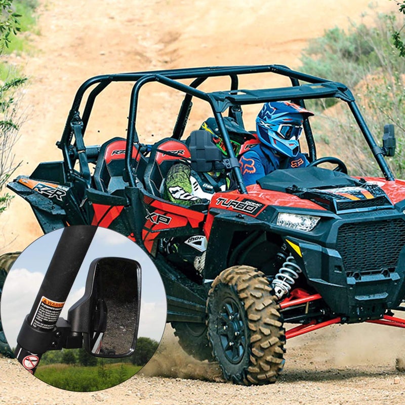 Angooni UTV Side View Mirrors for 1.75" and 2" Roll Bar Cage(2 Pack), Adjustable Wide Rear Clear View Mule Mirrors for Polaris RZR, Can-Am, Kawasaki, Kubota, Yamaha, Maver - Image 5